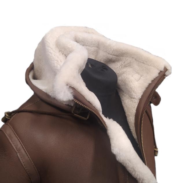 Damen Schaffell Jacke mit Kaputze 