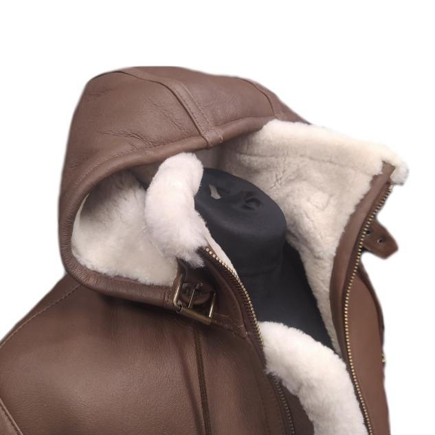 Damen Schaffell Jacke mit Kaputze 