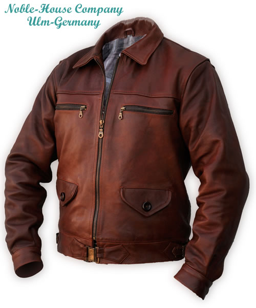 Blouson d'aviateur Hartmann Cuir de Cheval Brun 